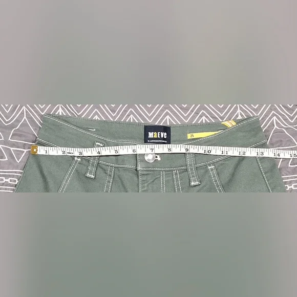 Maeve Stitched Olive Green High Rise Wide Leg Jeans Size 25 - Picture 7 of 10